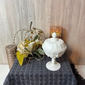 Vintage Westmoreland Ornate Milk White Pedestal Dish Candy
